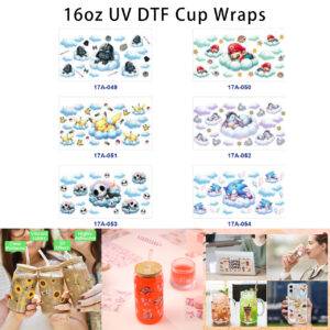 Wholesale 5pcs Cute Dreamy Cloud Sleeping Game Movie Cartoon Figure Coin Lightning Sphere Weapon Mixed Decor Prints 16oz Cup UV DTF Wraps OLY Exclusive