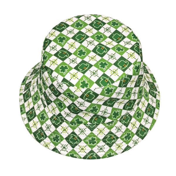 Wholesale Clover Pattern Double Sided Bucket Hat Fashion Sun Protection Foldable Hat for Resale