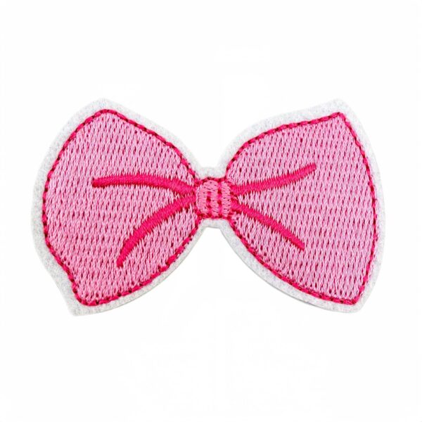oly-f9a768889576a19e2a98d9c626a05da7 Wholesale Polyester Embroidered Patches Pink Bow Design 7-Piece Set Decorative Accent for Clothing Office Decor