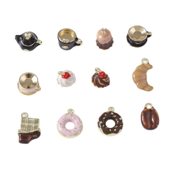 Wholesale 5pcs Blue Cake Donut Pendant Charms Zinc Alloy DIY Jewelry Making Keychain Bag Charm