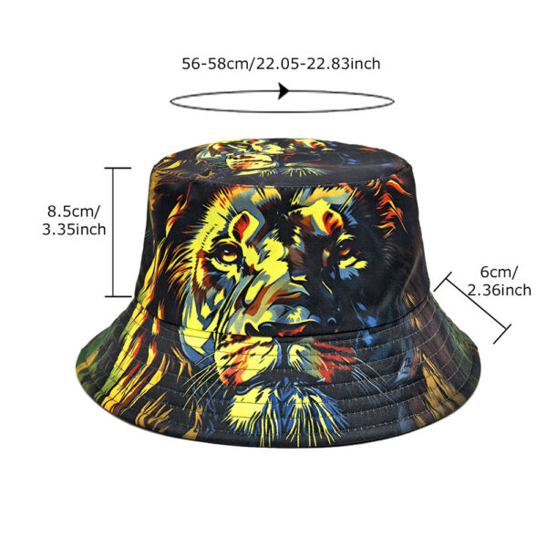 Wholesale Lion Print Reversible Bucket Hat Sun Protection Casual Fashion Accessory