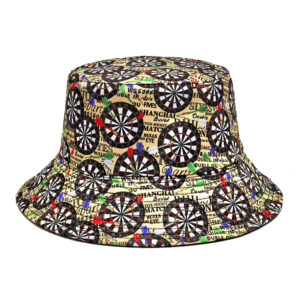 Wholesale Trendy Reversible Bucket Hat with Dart Board Print Sun Protection Unisex Fashion Accessory