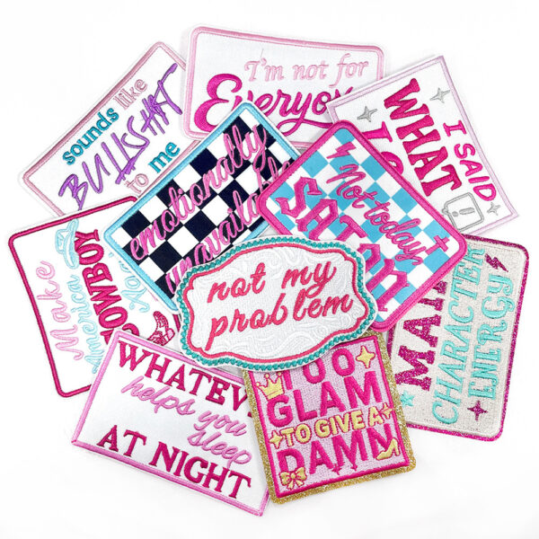 oly-f9c9b98145d044e9bc3c3f4e4a7020f2 Wholesale 20 Styles Pink Alphabet Gold Plaid Iron On Embroidered Patches for DIY Shoes Hats Craft Supply