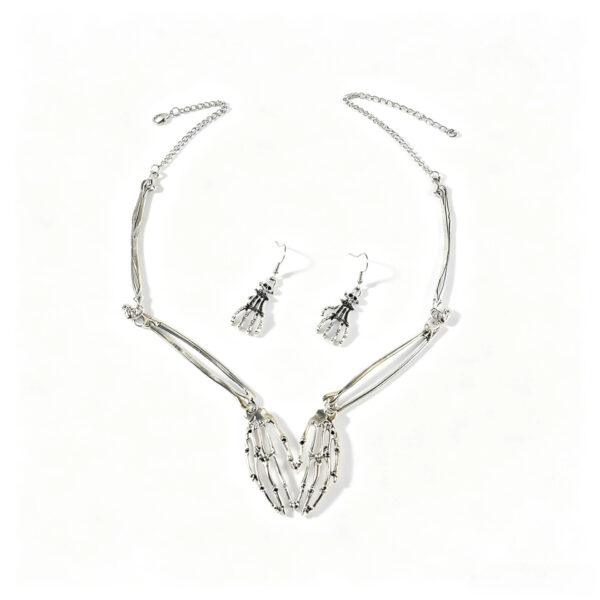 Wholesale Halloween Skeleton Claw Earring and Necklace Set Dark Gothic Party Jewelry Accessory Boutique Resale