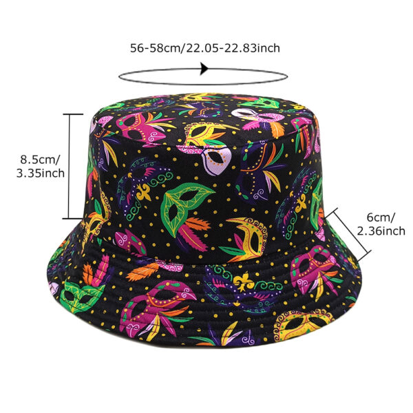 Wholesale Retro Mask Feather Pattern Bucket Hat Unisex Double Sided Outdoor Sun Hat