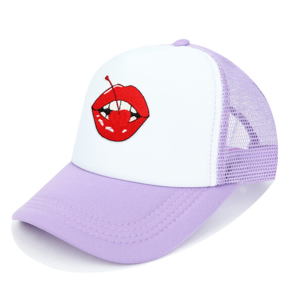 oly-f9e5d6359aaa8904a81950c766ffbef7 Wholesale Trendy Lips Mesh Trucker Hat Black Adjustable Summer Fashion Accessory