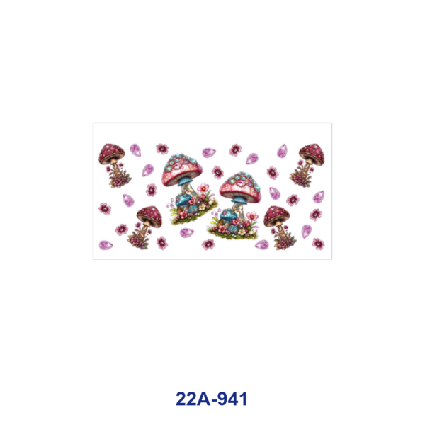 oly-f9f45c1c230766e6b8560382a49f1ed2 Wholesale 5pcs Luminous Whimsical Watercolor Mushroom Gemstone Wild Flower Butterfly Mixed Decor Prints 16oz Cup UV DTF Wraps