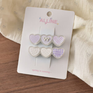 13 # Purple print 3 hearts-2pcs