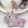Wholesale Rhinestone Zinc Alloy Cartoon Unicorn Keychain Yellow Tassel Gift Boutique Resale