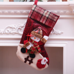 Plaid extra large socks snowman [47*29cm110g]