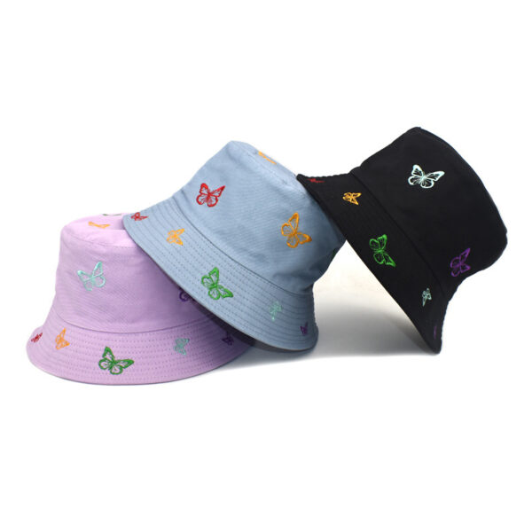 Wholesale Butterfly Embroidered Reversible Fisherman Hat Sun Protection Summer Casual Hat for Resale
