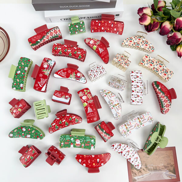 oly-fa7300892f81d8e4fdb787f59212ceaa Wholesale Plastic Santa Claus Hair Clips for Christmas Party Decorative Hair Accessory Boutique Resale