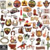 oly-fa7cf812d58de434fbd27855c4bebc6c Wholesale Western Cowboy Embroidered Patches - 52 Pieces Horse & Pistol Design - Polyester Thread Decorative Accents for Clothing