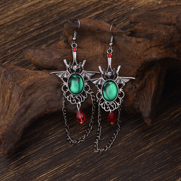 oly-fa8d546070b180ada2fc24ffca723cfb Wholesale Vintage Gothic Bat Rhinestone Tassel Earrings Zinc Alloy Gun Black Party Jewelry