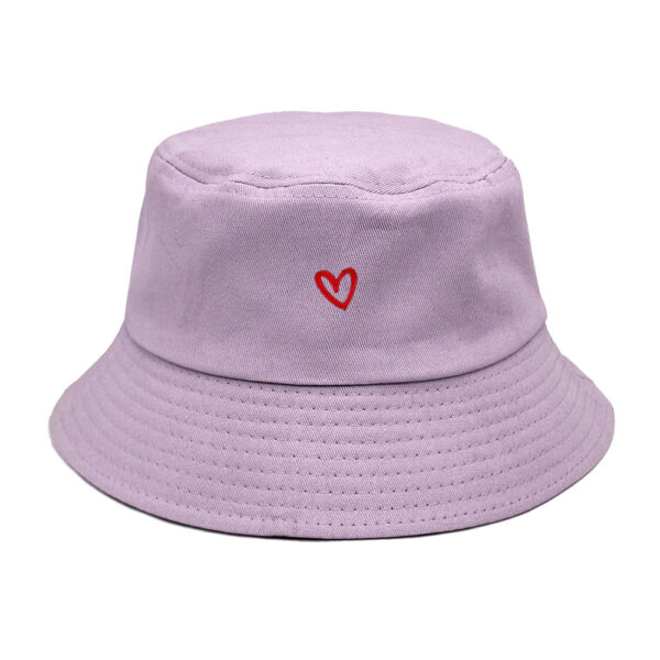 oly-faa250c6e570bb4bac76da9ae8a78e16 Wholesale Chic Heart Embroidery Bucket Hat Cotton Sun Protection Fashion Accessory