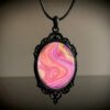 Wholesale Elegant Oval Glass Pendant Necklace with Black Base Trendy Jewelry Accessory for Daily Wear