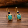 oly-faef1d50f62fd578b3008d8d9b0493c4 Wholesale Geometric Alloy Earrings Turquoise Inlay Stylish Women's Jewelry Accessory