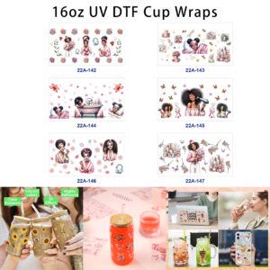 oly-faefbc844f8cebc944c5f7fe9b23f518 Wholesale 5pcs Watercolor Cozy Spa Lady Bath Mask Hair Dryer Pastel Wildflower Butterfly Heart Skincare Tumbler Wrap Decals 16oz Cup UV DTF Wraps