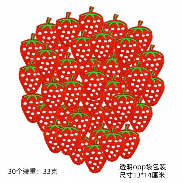 oly-fb0d768b9c38d5237042542327a34018 Wholesale Cartoon Embroidered Strawberry Iron On Patch Polyester Thread Decorative Accessory