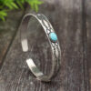 Wholesale Vintage Silver Alloy Turquoise Pattern Bangle Bracelet, Bohemian Geometric Jewelry Accessory for Everyday Wear