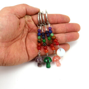 oly-fb53210d10876f9fb66d5749da79d13d Wholesale Pastoral Style Crystal Bead Mushroom Keychain Car Key Accessory Gift