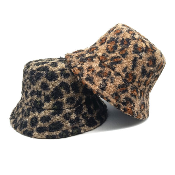 oly-fb53de4046eac81b33c27df9e048b790 Wholesale Leopard Print Fleece Fisherman Hat Winter Warm Bucket Hat Fashion Accessory for Unisex