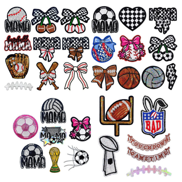 Wholesale Sports Ball Sequin Patch – Iron-On Fashion Accessory for Coats, Gift or Boutique Resale