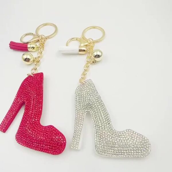oly-fb76e449b63135d5e56deba02fc5aa6b Wholesale Stylish Flannel Rhinestone High Heel Keychain Car Key Accessory Gift