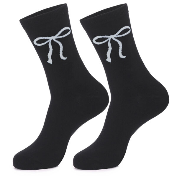 oly-fb78e2f8a814d08d4e8b0580fdaa05d4 Wholesale Fashion Knitted Jacquard Bow Mid Calf Cotton Socks for Women Trendy Sweet Style Resale