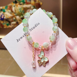 Green milk cap floral bracelet bag