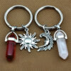 Wholesale 2 Piece Sun and Moon Keychain Set Alloy Key Ring Fashion Accessory
