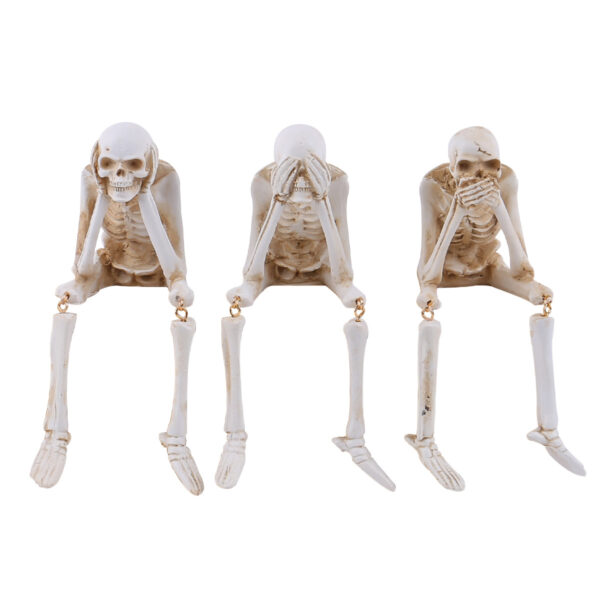 Wholesale Halloween Skeleton Resin Ornament Hear No Evil See No Evil Speak No Evil Home Decor