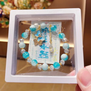 Lake blue milk cap floral bracelet (boxed)
