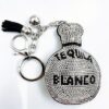 Wholesale Rhinestone Perfume Bottle Keychain Leather Tassel Bag Charm Trendy Gift Accessory