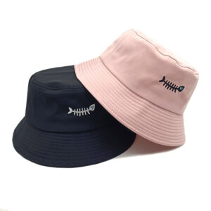 Wholesale Unisex Retro Fishbone Embroidery Bucket Hat Sun Protection Casual Style Boutique