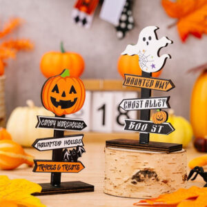Wholesale Halloween Ghost Pumpkin Wooden Tabletop Decoration for Home Party Gift