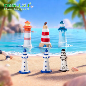 Wholesale Resin Blue Lighthouse Miniature Diorama Decor Resale Decorative Accent