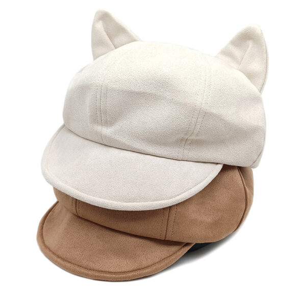 Wholesale Suede Cat Ear Beret Hat Vintage Octagonal Shape Casual Everyday Wear Boutique Fashion Accessory