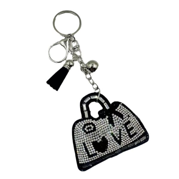 Wholesale Rhinestone Love Letter Bag Charm Keychain with Tassel, Stylish Jewelry Accessory for Gift Resale
