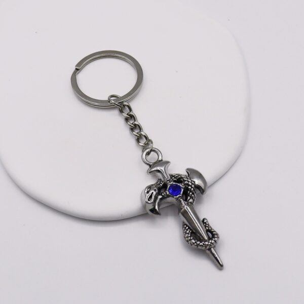 oly-fcb4735bf5a4bb7b720d662357073cab Wholesale Zinc Alloy Vintage Cross Snake Keychain, Sapphire Blue, Stylish Car Key Accessory for Unisex
