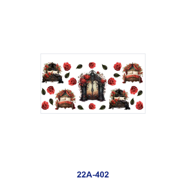 Wholesale 5pcs Vintage Dark Red Rose Retro Dessert Antique Furniture Mixed Decor Prints 16oz Cup UV DTF Wraps