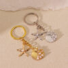 Wholesale Gold Metal Pearl Shell Heart Keychain Fashion Accessory