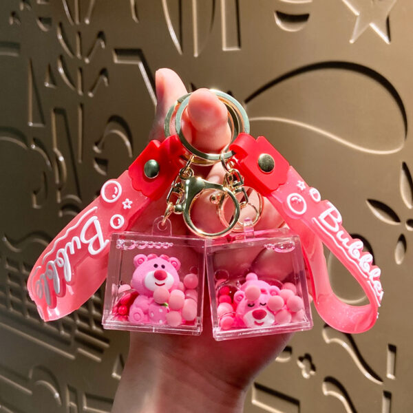 oly-fcd7def44f4ed0dad4ee313e4f2644bc Wholesale Acrylic Oil Infused Strawberry Bear Keychain Bag Charm Car Key Accessory Gift OLY Exclusive