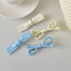 oly-fcf91c9827c4834655266644944432a4 Wholesale Polka Dot Bow Duckbill Hair Clip Blue Square Bow Fashion Accessory for Boutique Resale