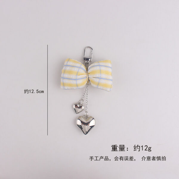 oly-fd155f5f7c0511ff55d69dc6c6b063e8 Wholesale Pink Cloth Bow Heart Keychain Lolita Style Bag Charm with Handmade Beads Fashion Accessory