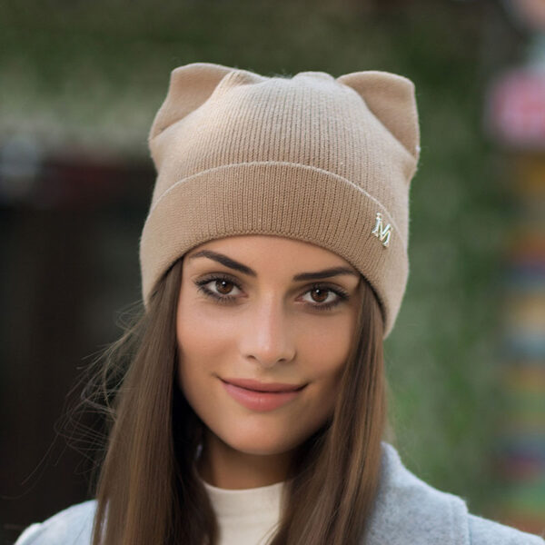 Wholesale Wool Knitted Hat with Cat Ears for Women   Winter Warm Fashion Accessory