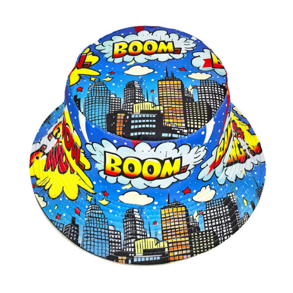 Wholesale Retro City Print Reversible Bucket Hat Sun Protection Fashion Accessory for Everyday Resale