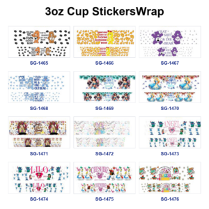 oly-fd5bfb1ba178a9e80621edf3c9f79122 Wholesale 8pcs Mixed Cartoon Bear Girl Animal Print 3oz Cup Stickers Wrap OLY Exclusive