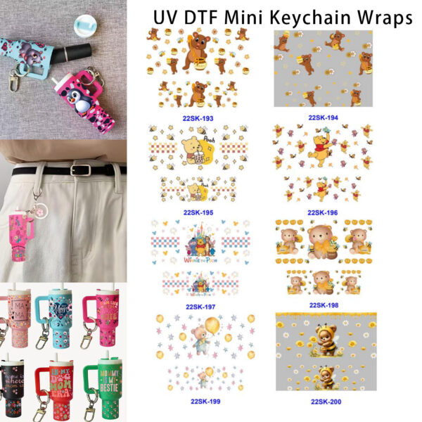 Wholesale 2/4/8pcs Cute Honey Bear Mini Keychain Sticker OLY Exclusive