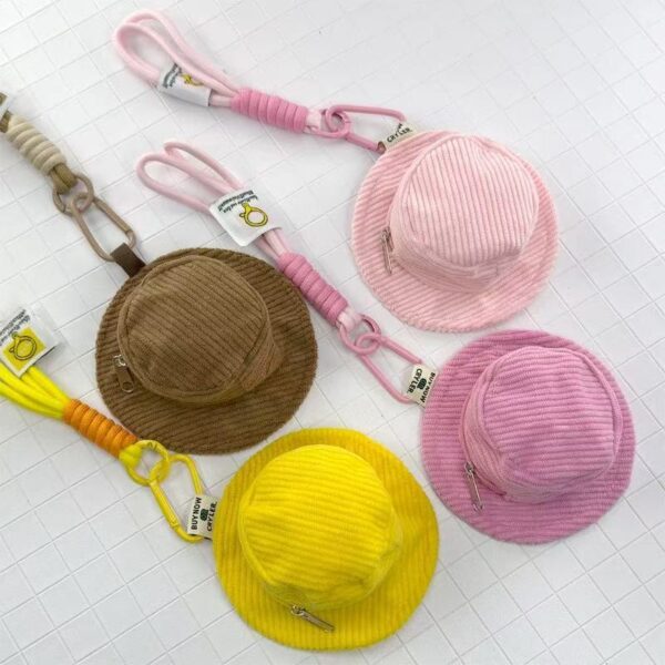 oly-fd6e4b8ae2211e9efbc60a5d65598413 Wholesale Fisherman Hat Style Corduroy Mini Pouch Casual Keychain Bag Charm